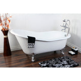 Aqua Eden 61-Inch Cast Iron Single Slipper Clawfoot Tub with 7-Inch Faucet Drillings