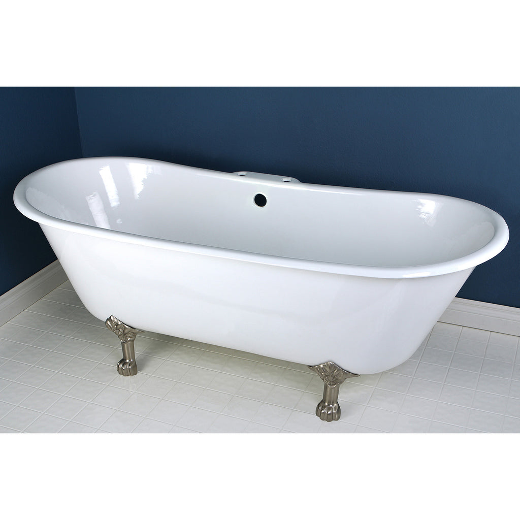 Aqua Eden 67-Inch Cast Iron Double Slipper Clawfoot Tub with 7-Inch Faucet Drillings