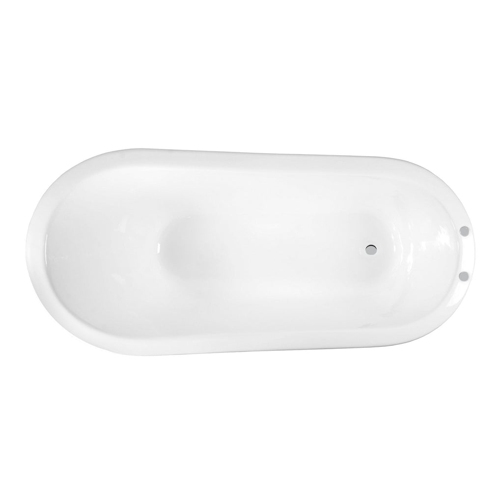Aqua Eden 67-Inch Cast Iron Single Slipper Clawfoot Tub with 7-Inch Faucet Drillings