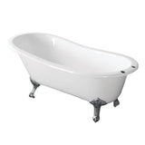 Aqua Eden 67-Inch Cast Iron Single Slipper Clawfoot Tub with 7-Inch Faucet Drillings