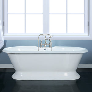 Aqua Eden 72-Inch Cast Iron Double Ended Pedestal Tub with 7-Inch Faucet Drillings