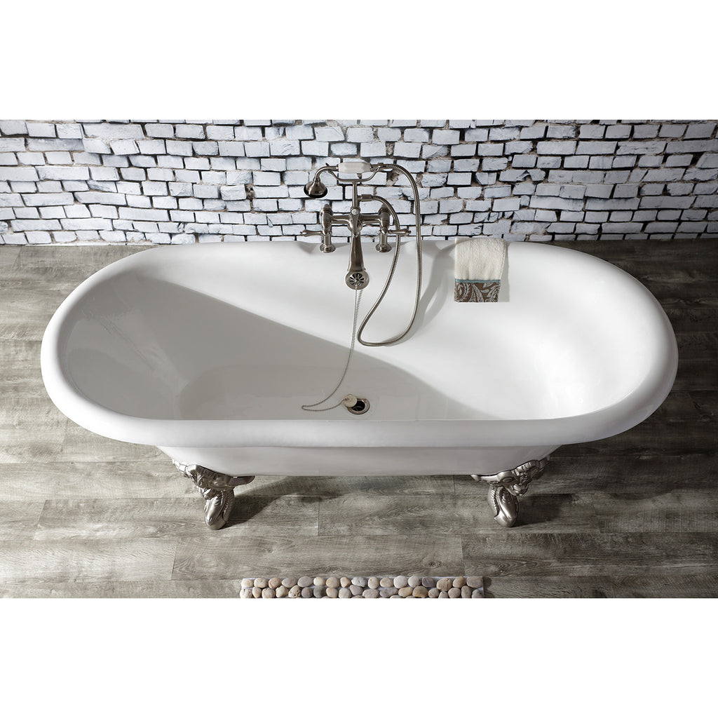 Aqua Eden 72-Inch Cast Iron Double Ended Clawfoot Tub with 7-Inch Faucet Drillings