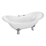 Aqua Eden 61-Inch Cast Iron Double Slipper Clawfoot Tub with 7-Inch Faucet Drillings