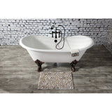 Aqua Eden 67-Inch Cast Iron Double Slipper Clawfoot Tub with 7-Inch Faucet Drillings