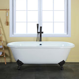 Aqua Eden 60-Inch Cast Iron Double Ended Clawfoot Tub (No Faucet Drillings)
