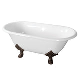 Aqua Eden 60-Inch Cast Iron Double Ended Clawfoot Tub (No Faucet Drillings)