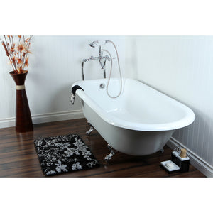 Aqua Eden 67-Inch Cast Iron Oval Rectangular Roll Top Clawfoot Tub (No Faucet Drillings)