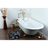 Aqua Eden 67-Inch Cast Iron Oval Rectangular Roll Top Clawfoot Tub (No Faucet Drillings)