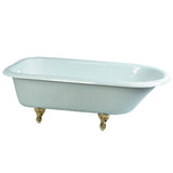 Aqua Eden 67-Inch Cast Iron Oval Rectangular Roll Top Clawfoot Tub (No Faucet Drillings)