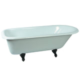 Aqua Eden 67-Inch Cast Iron Oval Rectangular Roll Top Clawfoot Tub (No Faucet Drillings)