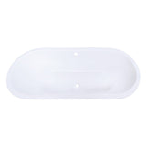 Aqua Eden 63-Inch Cast Iron Oval Drop-In Tub with Center Drain Hole