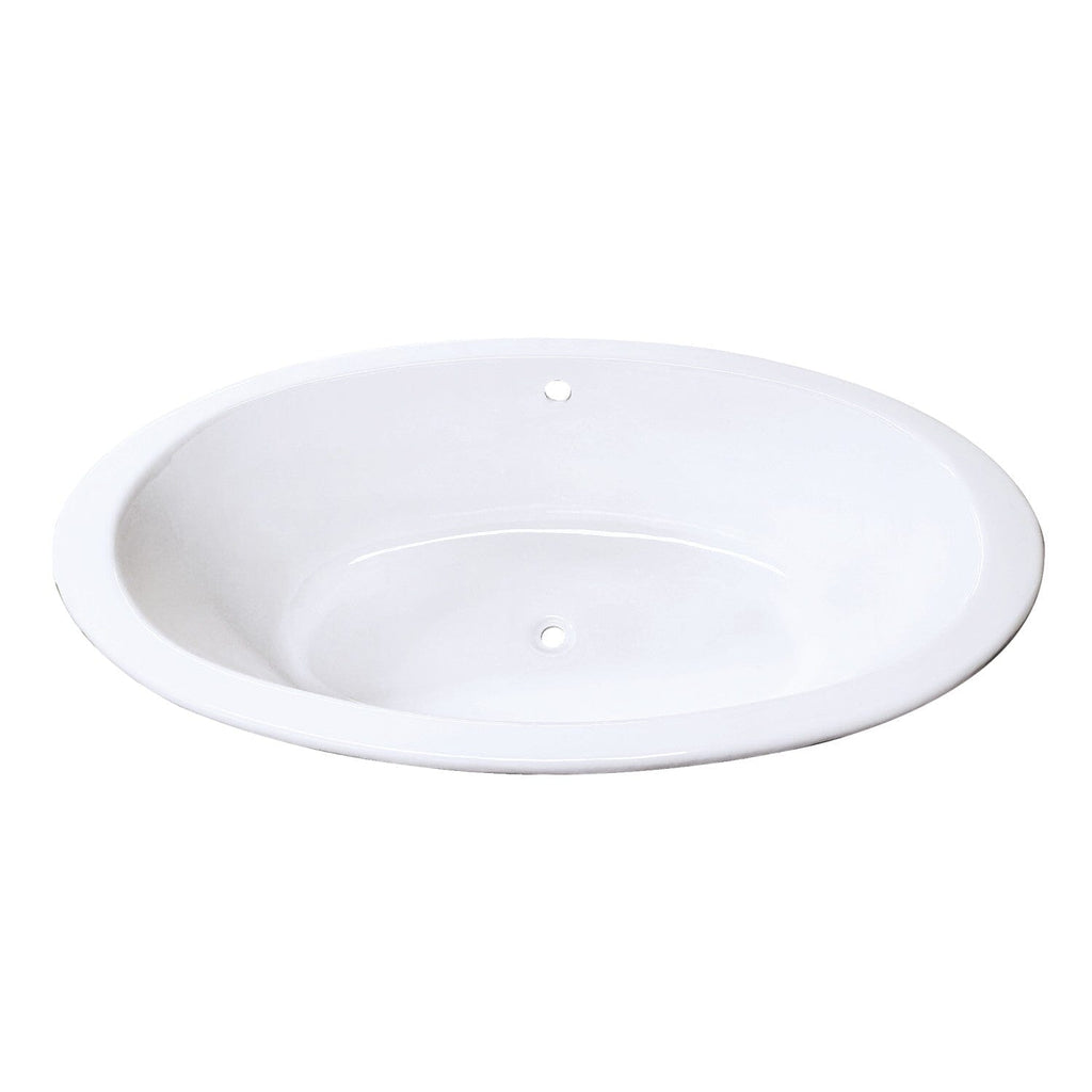 Aqua Eden 65-Inch Cast Iron Oval Drop-In Tub with Center Drain Hole
