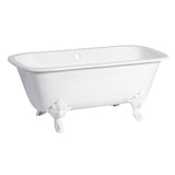 Aqua Eden 67-Inch Cast Iron Double Ended Clawfoot Tub with 7-Inch Faucet Drillings