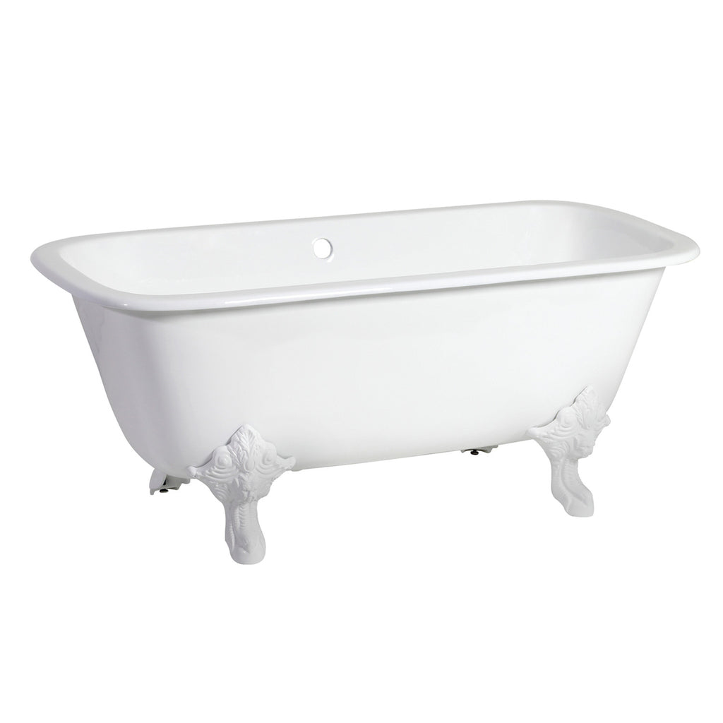 Aqua Eden 67-Inch Cast Iron Double Ended Clawfoot Tub (No Faucet Drillings)