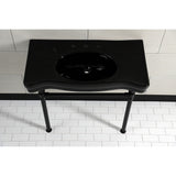 Imperial 36-Inch Ceramic Console Sink with Stainless Steel Legs (8-Inch, 3-Hole)