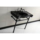 Imperial 36-Inch Ceramic Console Sink with Stainless Steel Legs (8-Inch, 3-Hole)