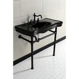 Imperial 36-Inch Ceramic Console Sink with Stainless Steel Legs (8-Inch, 3-Hole)
