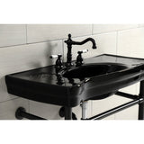 Imperial 36-Inch Ceramic Console Sink with Stainless Steel Legs (8-Inch, 3-Hole)