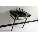 Imperial 36-Inch Ceramic Console Sink with Stainless Steel Legs (8-Inch, 3-Hole)