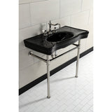 Imperial 36-Inch Ceramic Console Sink with Stainless Steel Legs (8-Inch, 3-Hole)