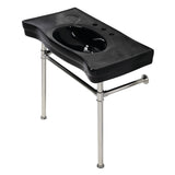 Imperial 36-Inch Ceramic Console Sink with Stainless Steel Legs (8-Inch, 3-Hole)