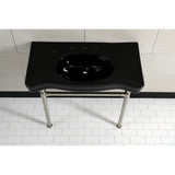 Imperial 36-Inch Ceramic Console Sink with Stainless Steel Legs (8-Inch, 3-Hole)