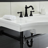 Templeton 37-Inch Ceramic Console Sink with Stainless Steel Legs (8-Inch, 3-Hole)