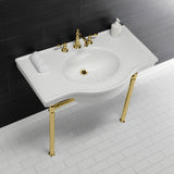 Templeton 37-Inch Ceramic Console Sink with Stainless Steel Legs (8-Inch, 3-Hole)