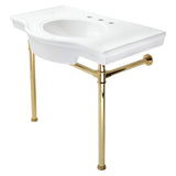 Templeton 37-Inch Ceramic Console Sink with Stainless Steel Legs (8-Inch, 3-Hole)