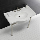 Templeton 37-Inch Ceramic Console Sink with Stainless Steel Legs (8-Inch, 3-Hole)