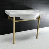 Templeton 37-Inch Ceramic Console Sink with Stainless Steel Legs (8-Inch, 3-Hole)