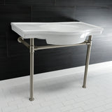 Templeton 37-Inch Ceramic Console Sink with Stainless Steel Legs (8-Inch, 3-Hole)