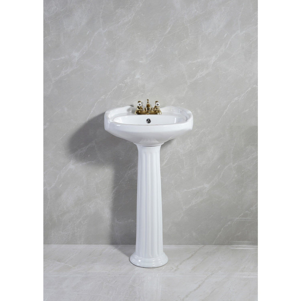 Stuart 20-Inch Ceramic Pedestal Sink (4-Inch, 3 Hole)