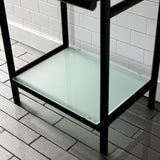 Fauceture Stainless Steel Console Sink Base with Glass Shelf