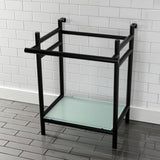 Fauceture Stainless Steel Console Sink Base with Glass Shelf