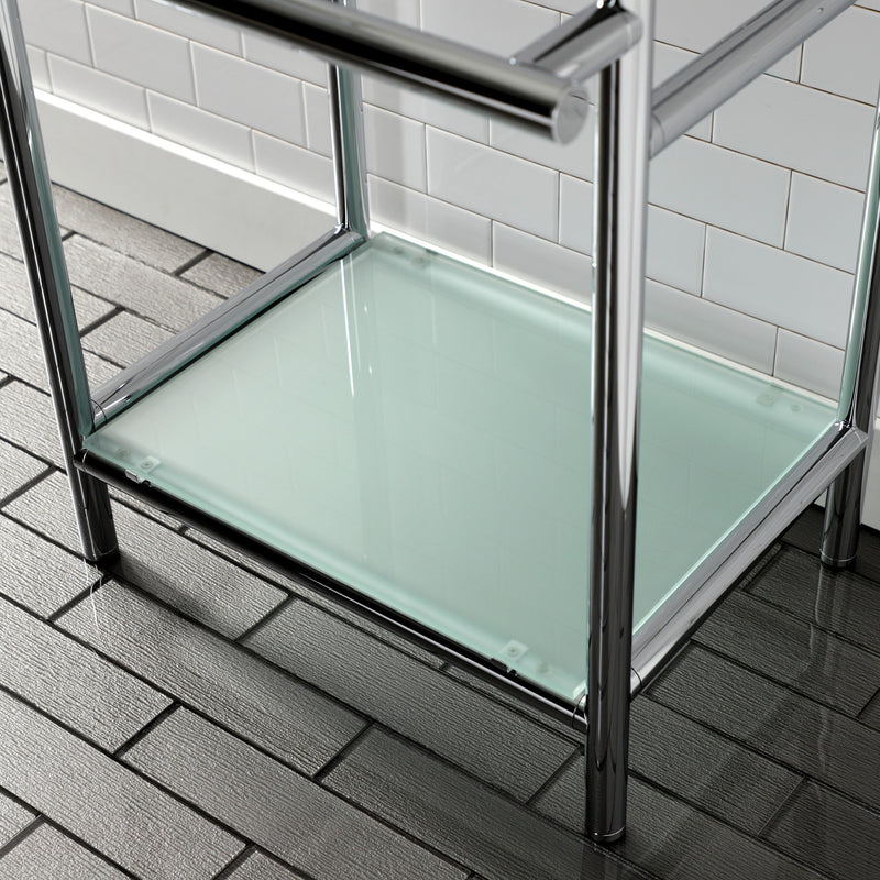 Fauceture Stainless Steel Console Sink Base with Glass Shelf