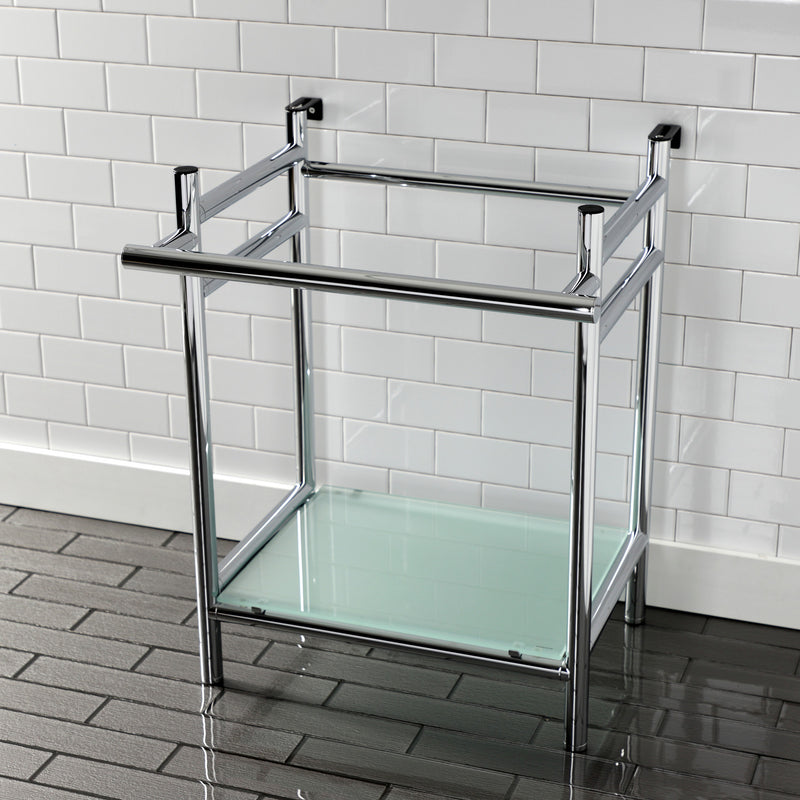 Fauceture Stainless Steel Console Sink Base with Glass Shelf