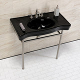 Bristol 36-Inch Console Sink with Stainless Steel Legs (8-Inch, 3 Hole)