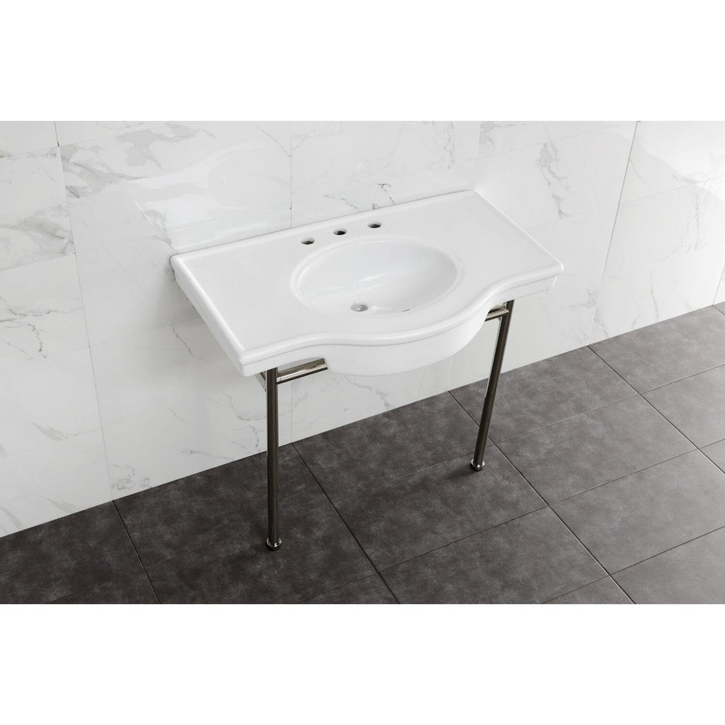 Manchester 37-Inch Console Sink with Stainless Steel Legs (8-Inch, 3 Hole)