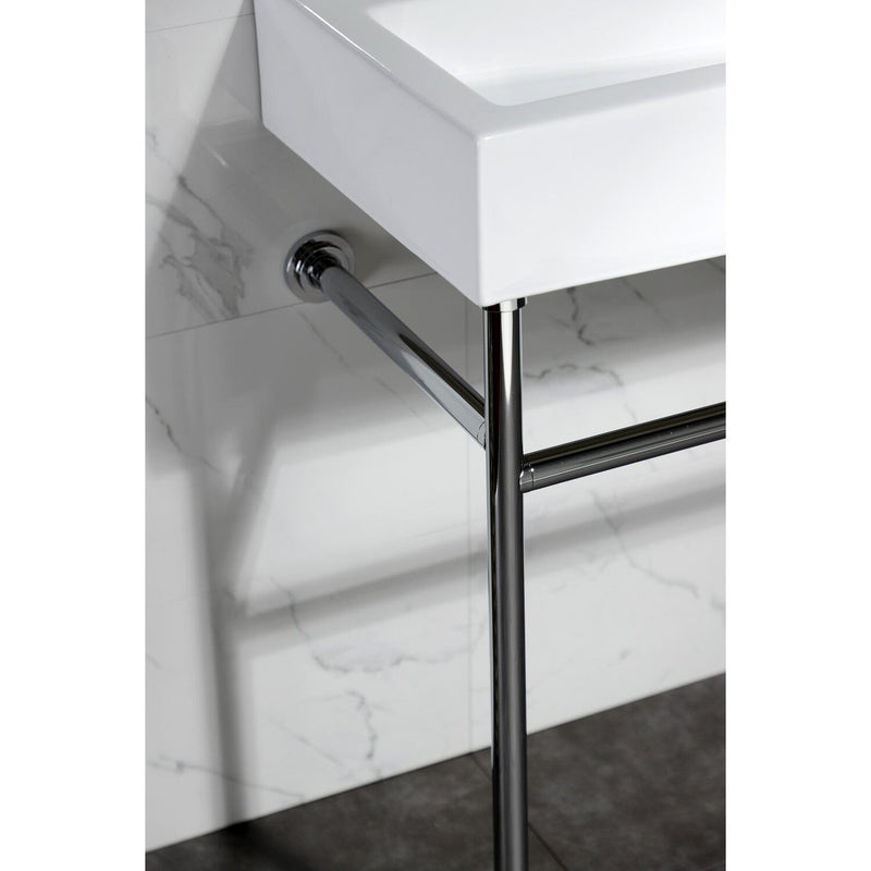 New Haven 39-Inch Porcelain Console Sink with Stainless Steel Legs (8-Inch, 3-Hole)