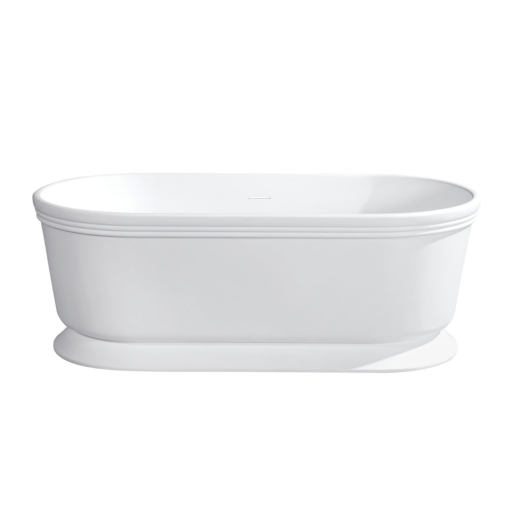 Arcticstone 59-Inch Double Ended Solid Surface Pedestal Tub with Drain