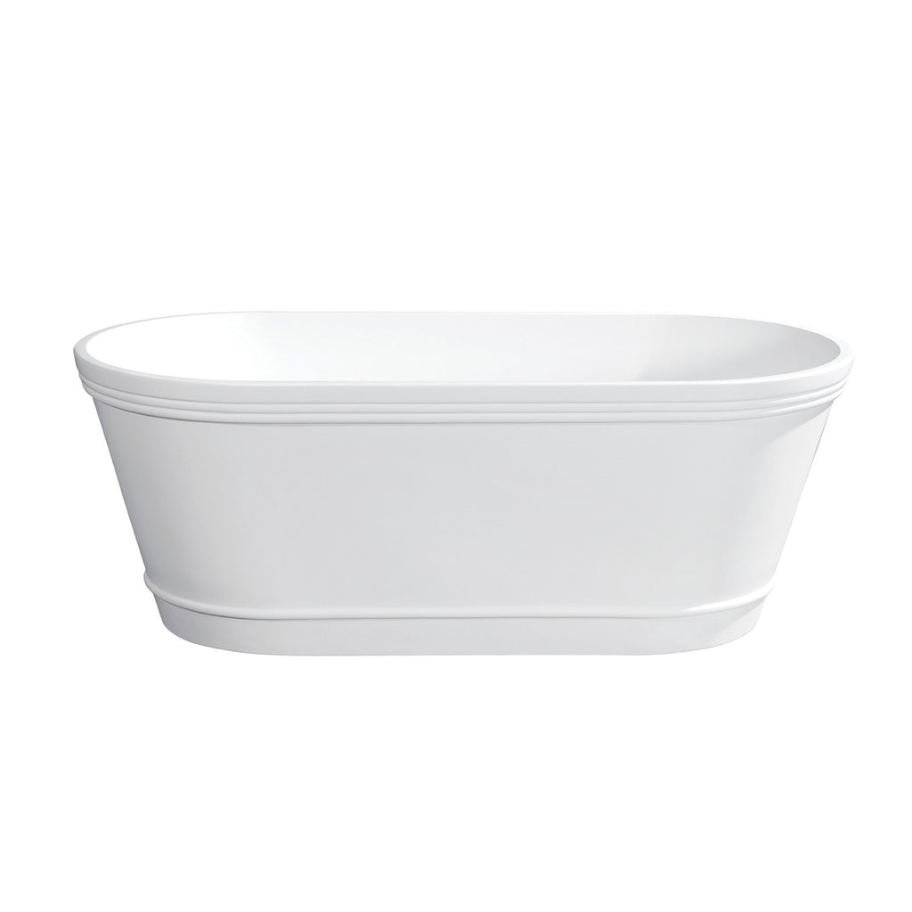 Arcticstone 60-Inch Double Ended Solid Surface Freestanding Tub with Drain