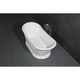 Arcticstone 67-Inch Double Slipper Solid Surface Pedestal Tub with Drain