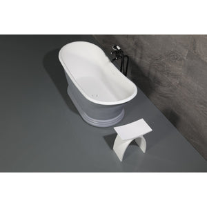 Arcticstone 67-Inch Double Slipper Solid Surface Pedestal Tub with Drain