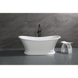 Arcticstone VRTDS683027 68-Inch Solid Surface White Stone Pedestal Tub with Drain