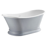 Arcticstone VRTDS683027WG 68-Inch Solid Surface White Stone Pedestal Tub with Drain