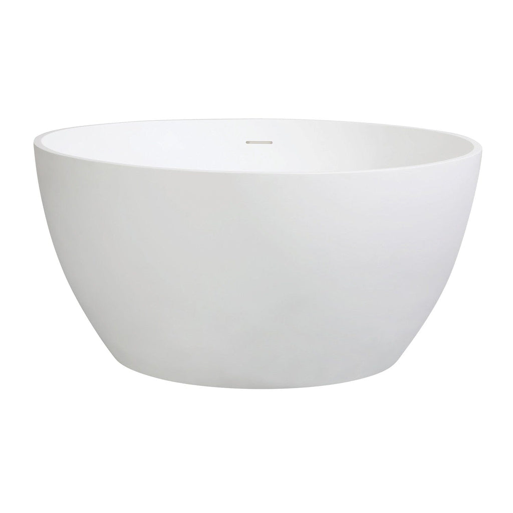 Arcticstone 46-Inch Round Solid Surface White Stone Freestanding Tub with Drain