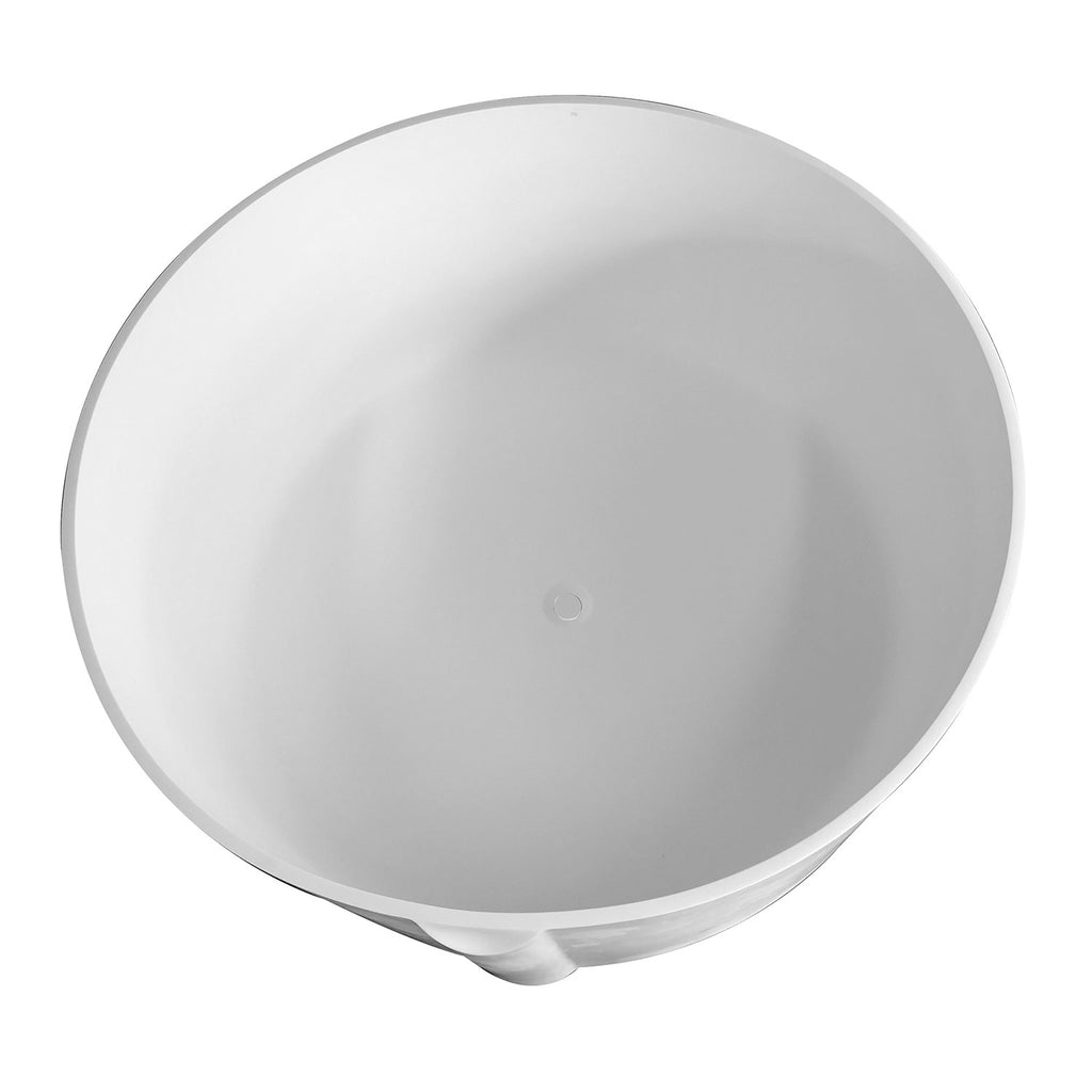 Arcticstone 52-Inch Round Solid Surface Freestanding Tub with Drain