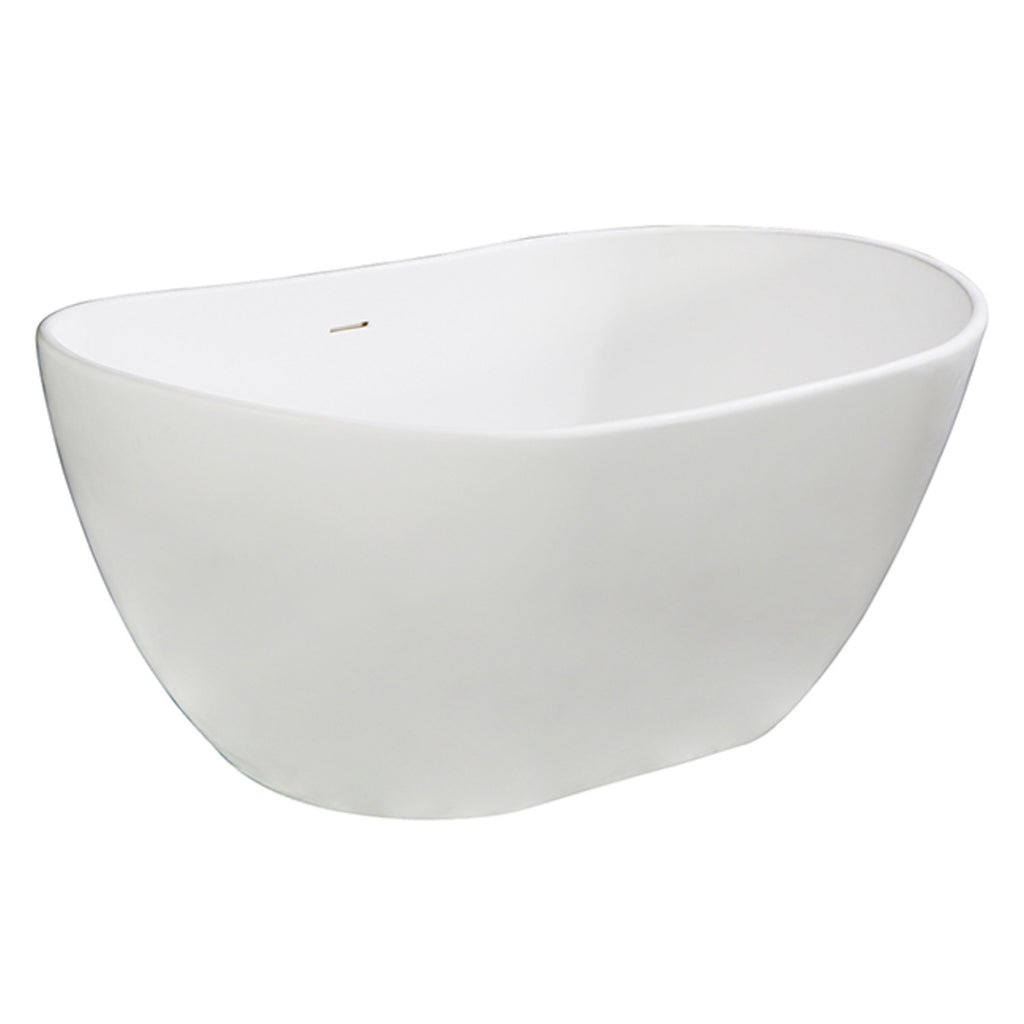Arcticstone 56-Inch Solid Surface White Stone Freestanding Tub with Drain