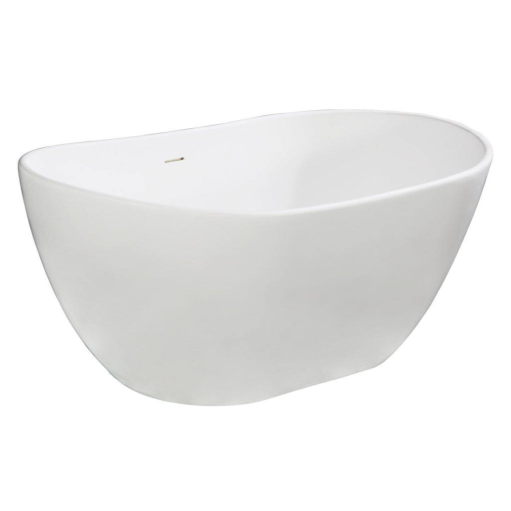 Arcticstone 56-Inch Solid Surface White Stone Freestanding Tub with Drain